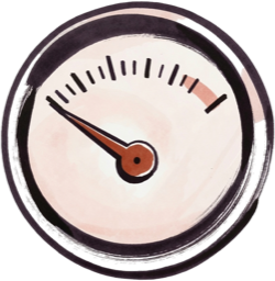 Dashboardmeter met wijzer die de voortgang aangeeft