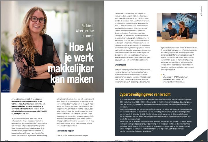 Reportage ‘Hoe AI je werk makkelijker kan maken’ in Into Business Zoetermeer